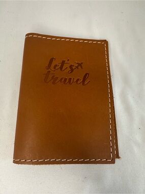 Let's Travel Brown Leather Passport Wallet